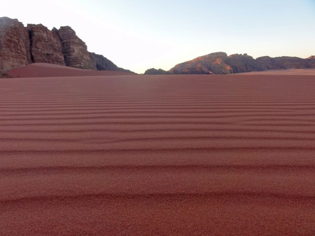 Sand in der Wüste Wadi Rum auf Weltreise 